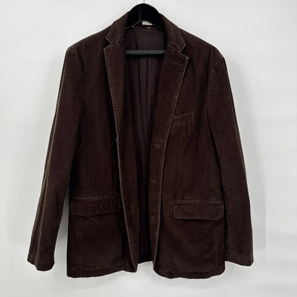 J. Crew Blazer Vintage Cord Mens Large Brown 100% Cotton Corduroy Sport Coat